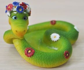 Змея - подставка "Змейка с цветами" (9см), MY84035R/72